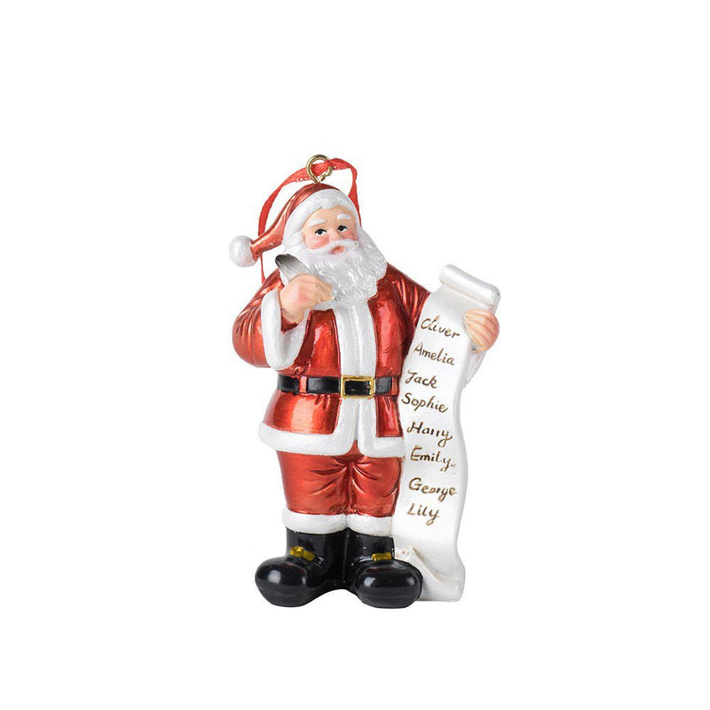 Danoz Xmas - Santa Claus Christmas Ornament - Resin Figurine with Customizable Name List, 10cm Festive Decoration - danozdirect