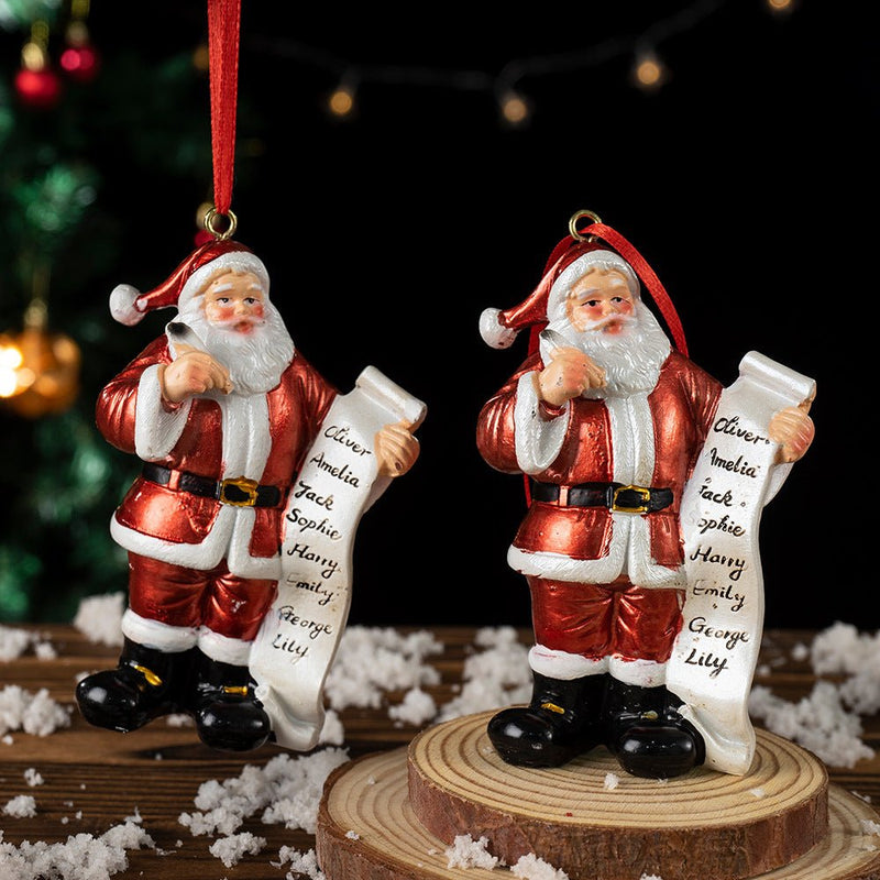Danoz Xmas - Santa Claus Christmas Ornament - Resin Figurine with Customizable Name List, 10cm Festive Decoration - danozdirect