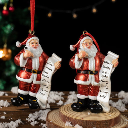 Danoz Xmas - Santa Claus Christmas Ornament - Resin Figurine with Customizable Name List, 10cm Festive Decoration - danozdirect