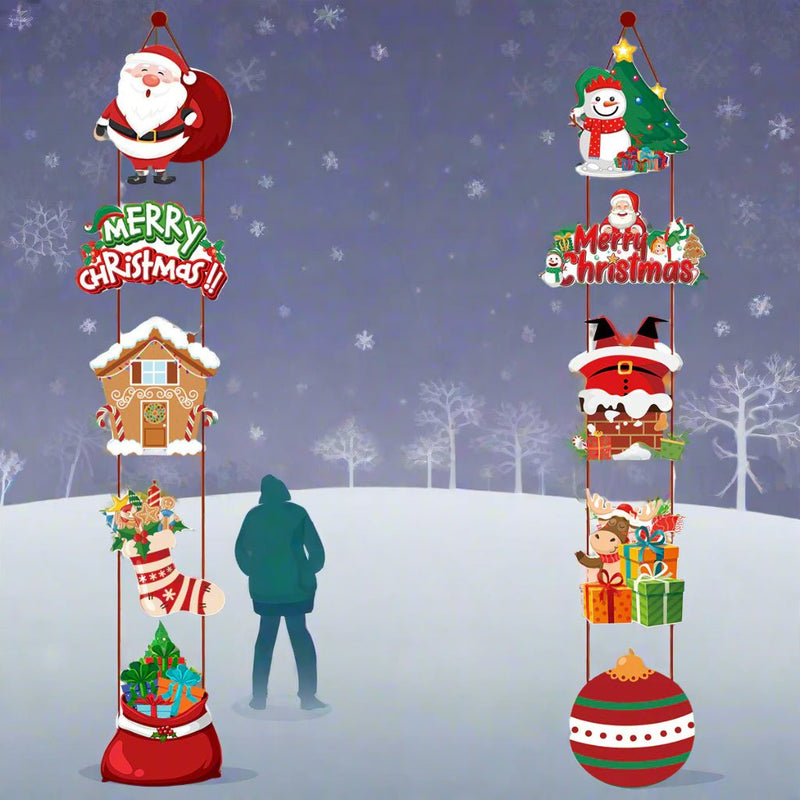 Danoz Xmas - Set of 10 Christmas Hanging Door Decorations - Santa, Snowman, Stocking, and Gingerbread Ornaments (3 set, 30 pieces) - danozdirect