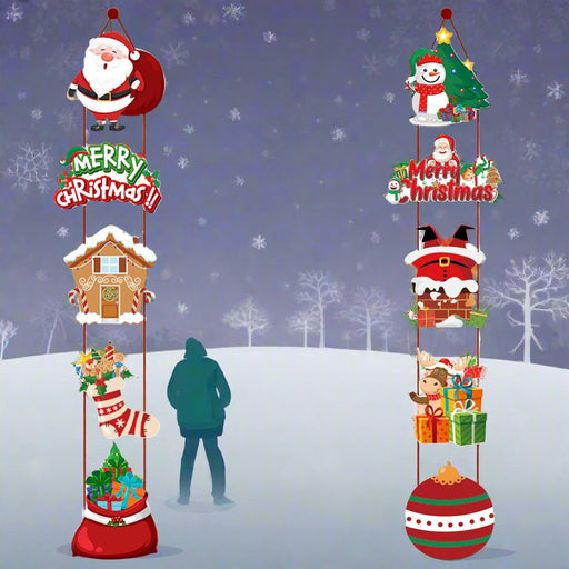 Danoz Xmas - Set of 10 Christmas Hanging Door Decorations - Santa, Snowman, Stocking, and Gingerbread Ornaments (3 set, 30 pieces) - danozdirect