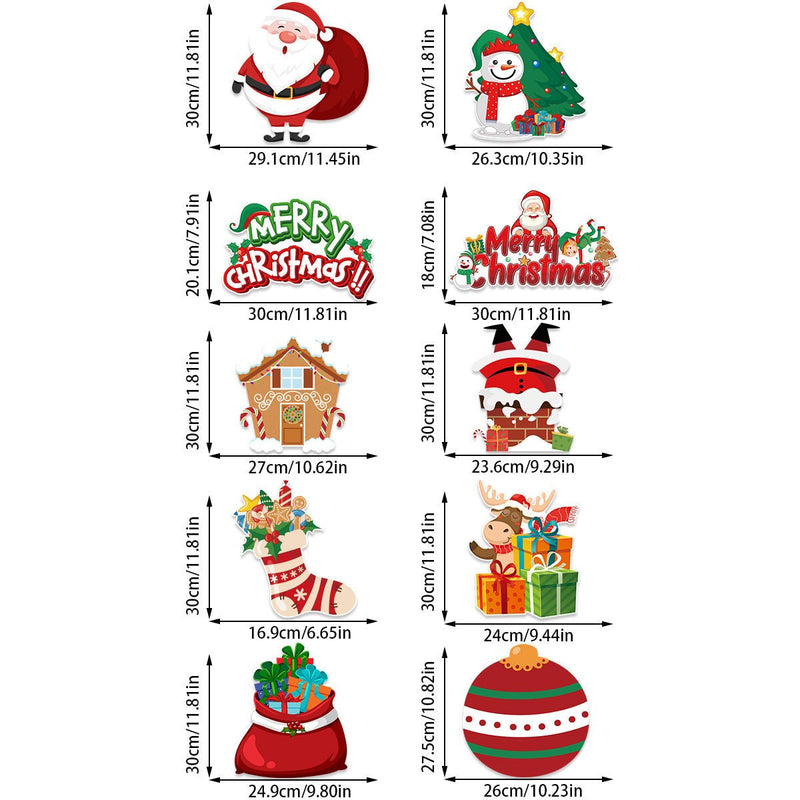 Danoz Xmas - Set of 10 Christmas Hanging Door Decorations - Santa, Snowman, Stocking, and Gingerbread Ornaments (3 set, 30 pieces) - danozdirect
