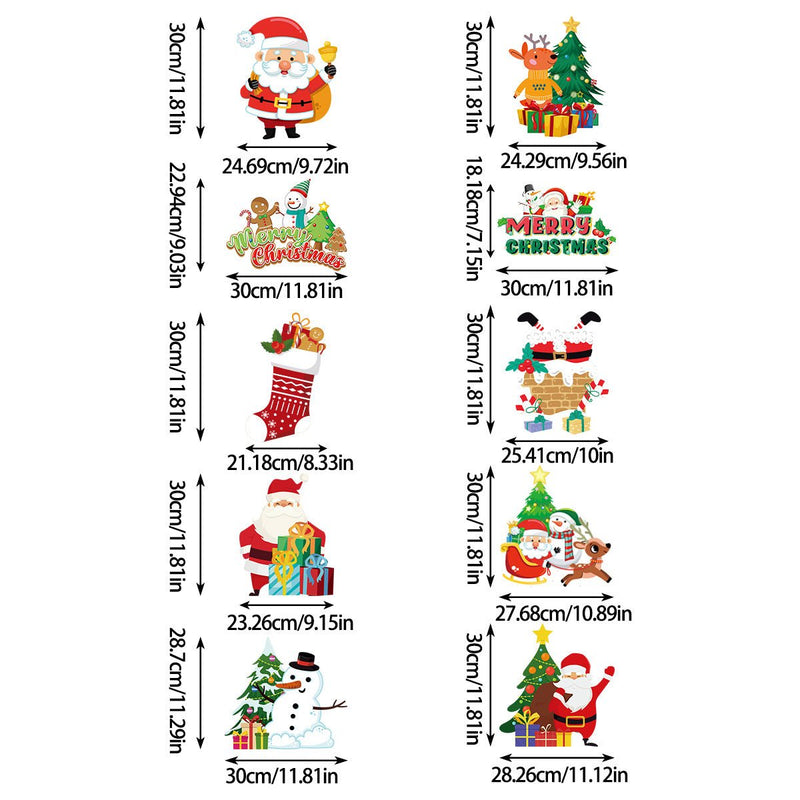 Danoz Xmas - Set of 10 Christmas Hanging Door Decorations - Santa, Snowman, Stocking, and Gingerbread Ornaments (3 set, 30 pieces) - danozdirect