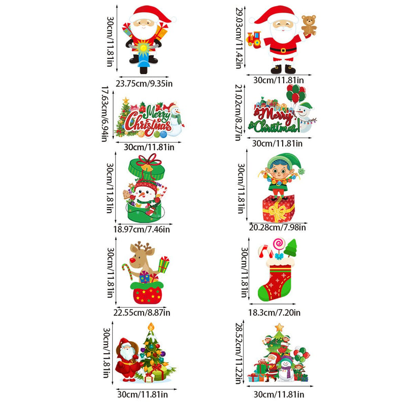 Danoz Xmas - Set of 10 Christmas Hanging Door Decorations - Santa, Snowman, Stocking, and Gingerbread Ornaments (3 set, 30 pieces) - danozdirect