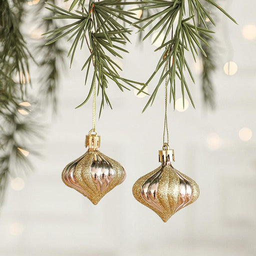 Danoz Xmas🎅 Set of 10 Christmas Ornaments - Gold & Rose Gold Holiday Tree Decorations - danozdirect