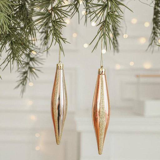 Danoz Xmas🎅 Set of 10 Christmas Ornaments - Gold & Rose Gold Holiday Tree Decorations - danozdirect