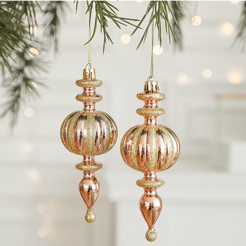 Danoz Xmas🎅 Set of 10 Christmas Ornaments - Gold & Rose Gold Holiday Tree Decorations - danozdirect