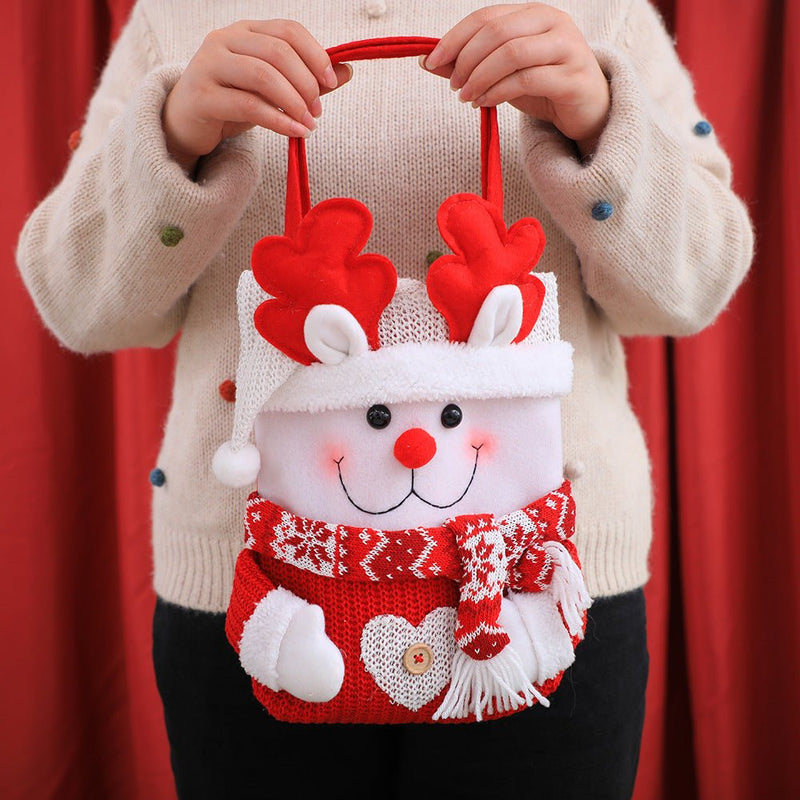 Danoz Xmas🎅 Set of 3 Christmas Fabric Gift Tote Bags – Santa, Snowman, and Reindeer Design - danozdirect