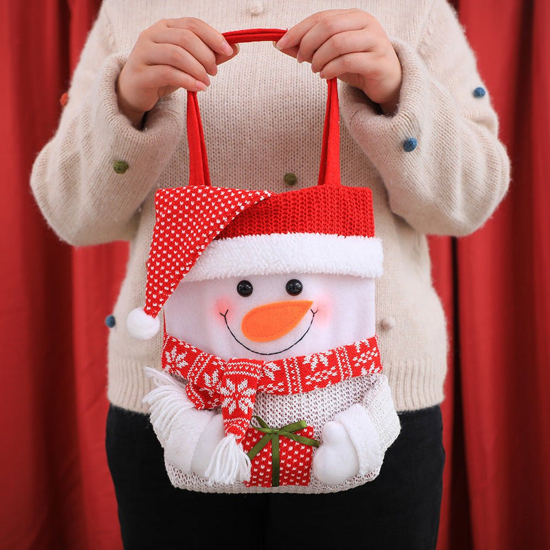 Danoz Xmas🎅 Set of 3 Christmas Fabric Gift Tote Bags – Santa, Snowman, and Reindeer Design - danozdirect
