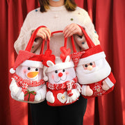 Danoz Xmas🎅 Set of 3 Christmas Fabric Gift Tote Bags – Santa, Snowman, and Reindeer Design - danozdirect