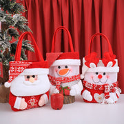 Danoz Xmas🎅 Set of 3 Christmas Fabric Gift Tote Bags – Santa, Snowman, and Reindeer Design - danozdirect