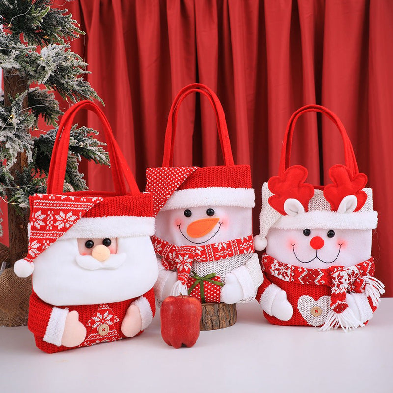 Danoz Xmas🎅 Set of 3 Christmas Fabric Gift Tote Bags – Santa, Snowman, and Reindeer Design - danozdirect