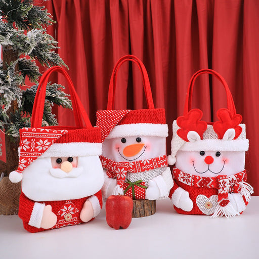 Danoz Xmas🎅 Set of 3 Christmas Fabric Gift Tote Bags – Santa, Snowman, and Reindeer Design - danozdirect