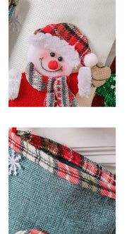 Danoz Xmas - Set of 4 Christmas Stockings with Santa, Reindeer, Snowman, and Teddy Bear - Holiday Mantel Decor - danozdirect