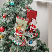 Danoz Xmas - Set of 4 Christmas Stockings with Santa, Reindeer, Snowman, and Teddy Bear - Holiday Mantel Decor - danozdirect