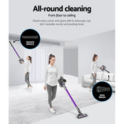 Devanti Stick Vacuum Cleaner Bagless Cordless 120W Purple - danozdirect