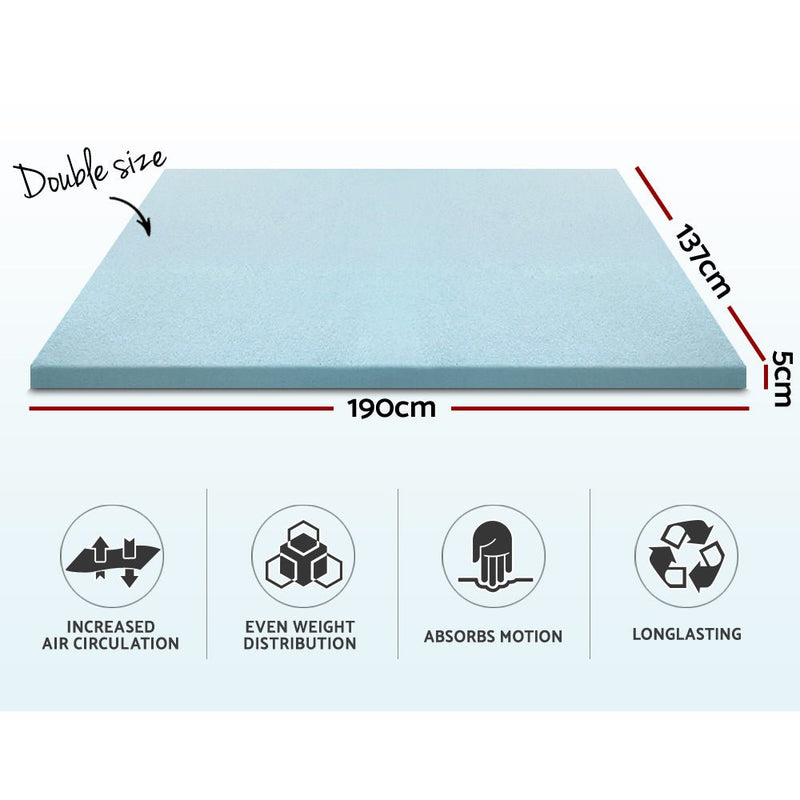 Elevate your sleeping experience with our Danoz Direct - Giselle Bedding Memory Foam Mattress Topper! Cool Gel 5cm Double - danozdirect