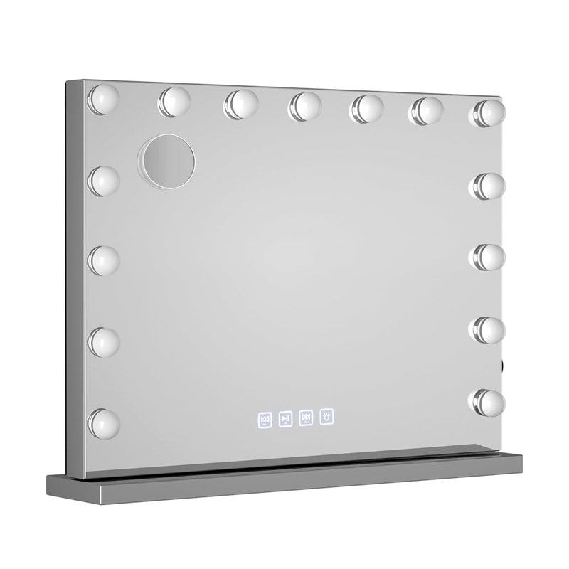 Embellir Bluetooth Makeup Mirror 58X46cm Hollywood with Light Dimmable 15 LED - danozdirect