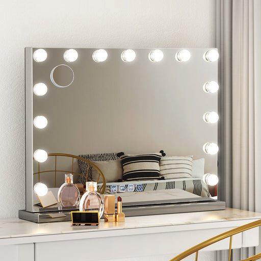 Embellir Bluetooth Makeup Mirror 58X46cm Hollywood with Light Dimmable 15 LED - danozdirect