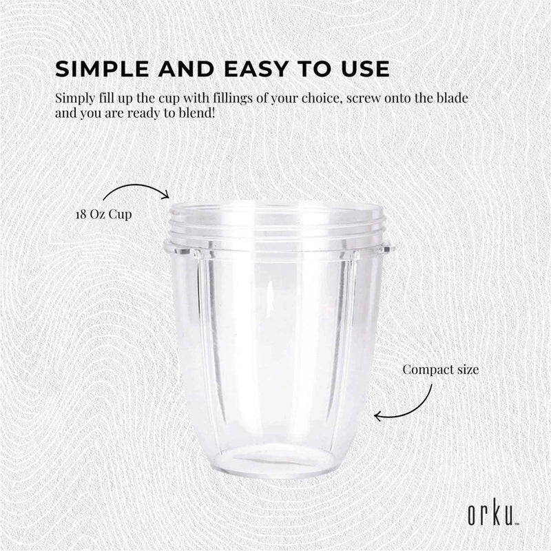For Nutribullet Small Short Little 18 Oz Cup - For 600W + 900W Model Replacement - danozdirect