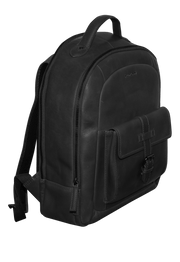 Futura Mens Leather Laptop Backpack School Shoulder Bag Front Pocket - Black - danozdirect