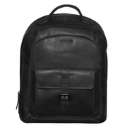 Futura Mens Leather Laptop Backpack School Shoulder Bag Front Pocket - Black - danozdirect