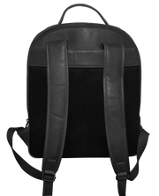 Futura Mens Leather Laptop Backpack School Shoulder Bag Front Pocket - Black - danozdirect
