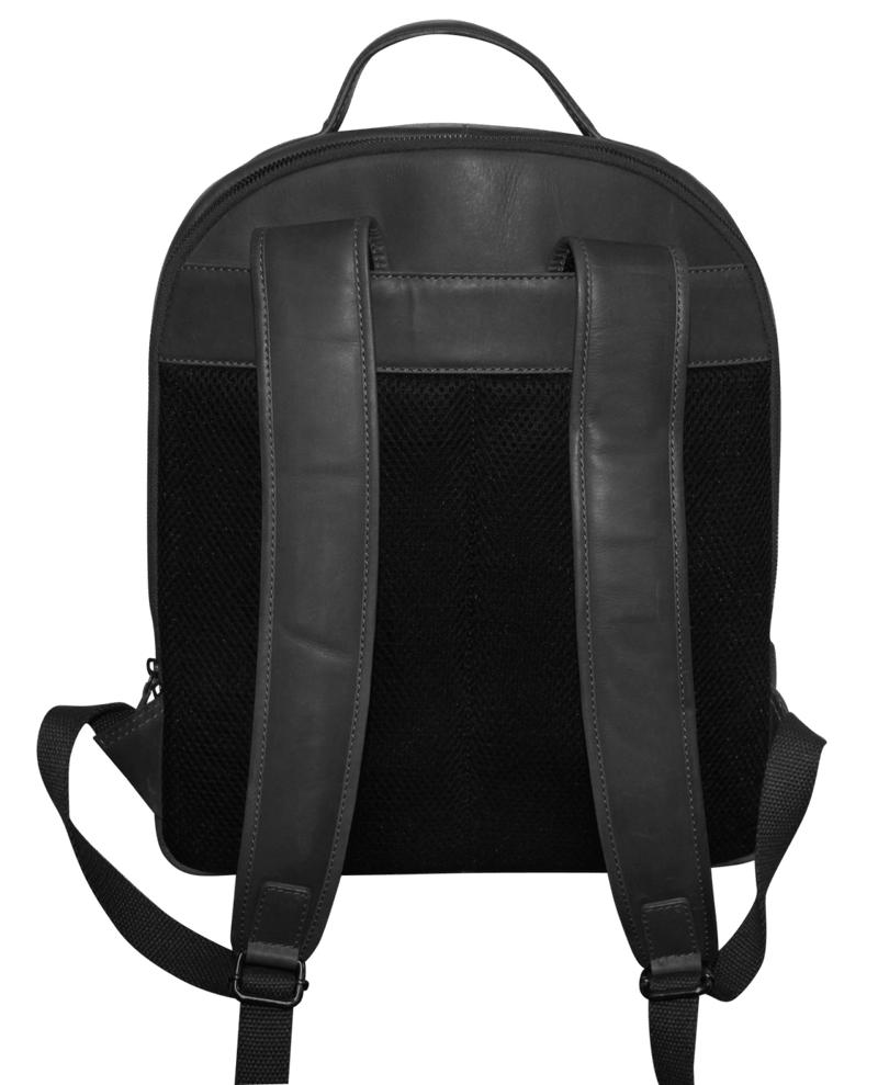 Futura Mens Leather Laptop Backpack School Shoulder Bag Front Pocket - Black - danozdirect