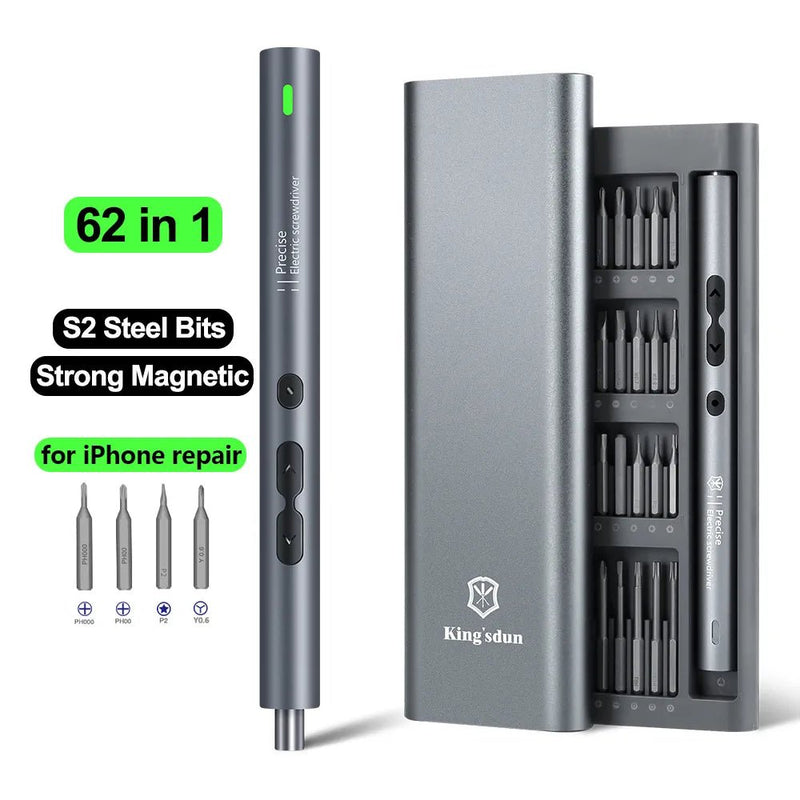 Get ready to tackle any repair task with ease using the Danoz Direct - Digital 62 in 1 Electric Screwdriver Set. - danozdirect