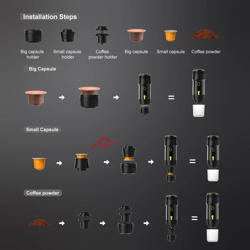 Get your COFFEE FIX anytime, with Danoz Espresso on the Go - Wireless Electric Portable Espresso CAPSULE Coffee Machine. USB Charging - danozdirect