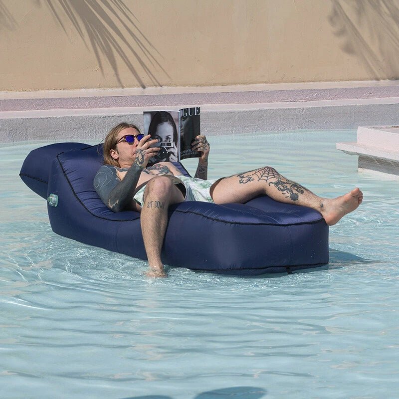 Giga Lounger Lazy Camping Air Bag Sofa Bed for Beach Sleeping Navy blue - danozdirect