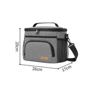 Grey Insulated Lunch Bag Cooler Tote - 9L Leakproof Thermal Lunch Box with Shoulder Strap & Pockets for Work, Picnic, Travel - danozdirect