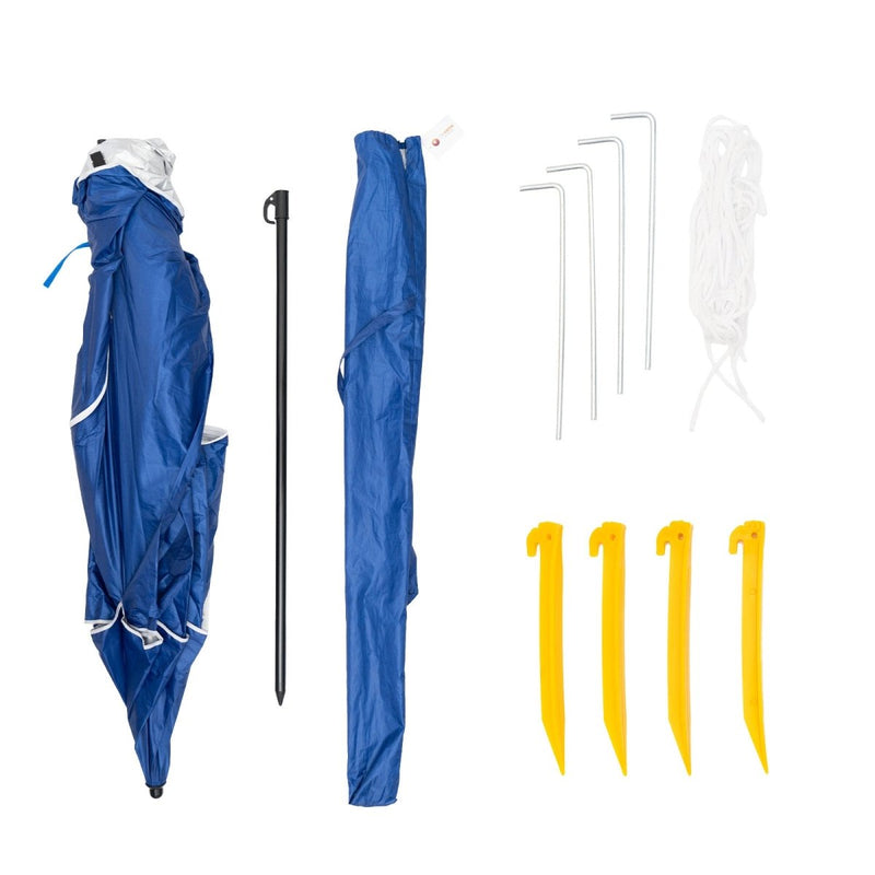 Havana Outdoors Beach Umbrella 2.4M Outdoor Garden Beach Portable Shade Shelter - Blue - danozdirect