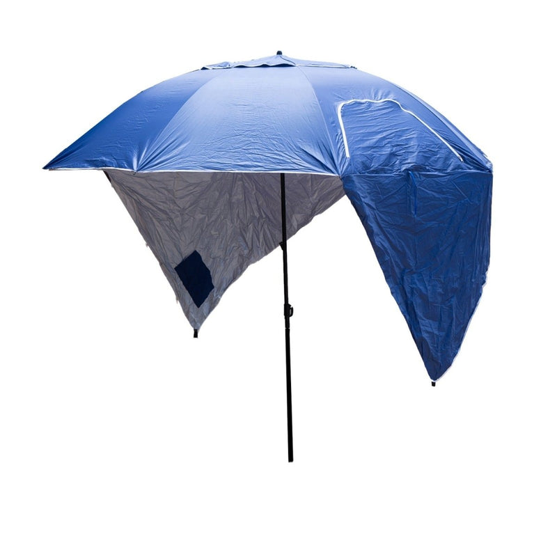 Havana Outdoors Beach Umbrella 2.4M Outdoor Garden Beach Portable Shade Shelter - Blue - danozdirect