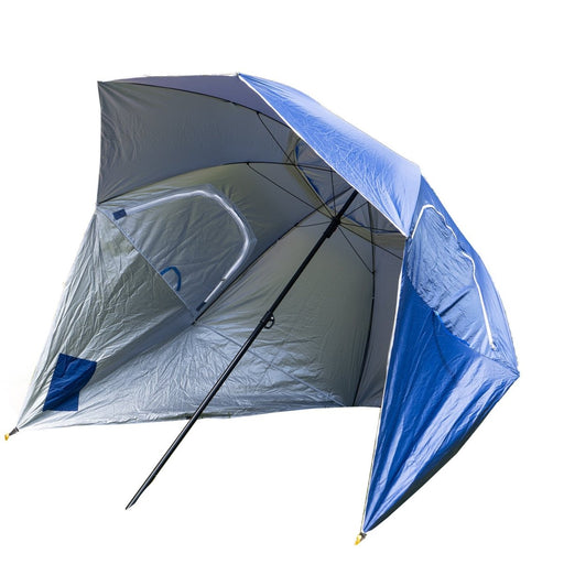 Havana Outdoors Beach Umbrella 2.4M Outdoor Garden Beach Portable Shade Shelter - Blue - danozdirect
