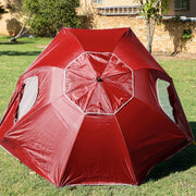 Havana Outdoors Beach Umbrella 2.4M Outdoor Garden Beach Portable Shade Shelter - Red - danozdirect