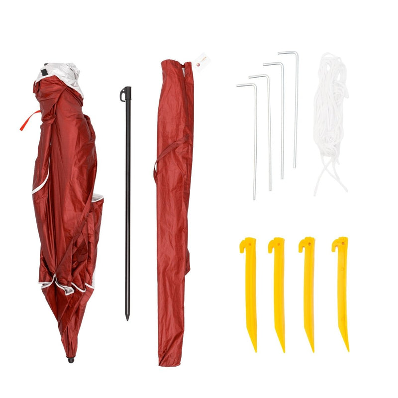 Havana Outdoors Beach Umbrella 2.4M Outdoor Garden Beach Portable Shade Shelter - Red - danozdirect