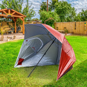 Havana Outdoors Beach Umbrella 2.4M Outdoor Garden Beach Portable Shade Shelter - Red - danozdirect