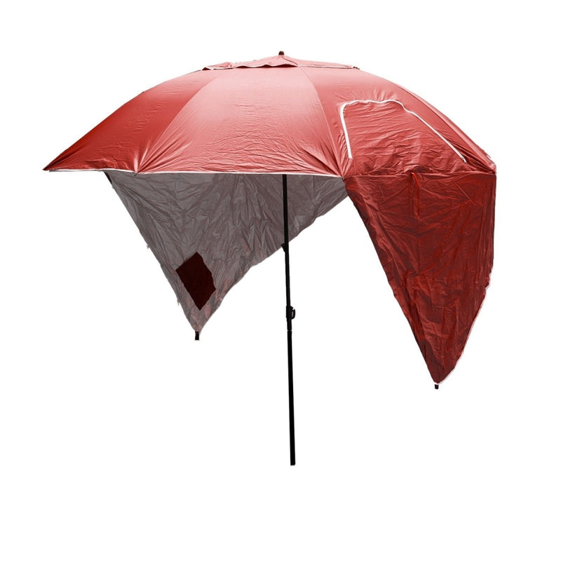 Havana Outdoors Beach Umbrella 2.4M Outdoor Garden Beach Portable Shade Shelter - Red - danozdirect