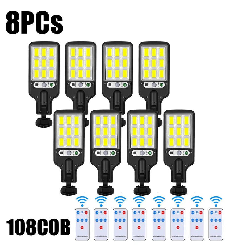 Illuminate your outdoor space with Danoz Direct - 108COB Solar Street Lights with a motion sensor and 3 modes - Bundel Offers - danozdirect