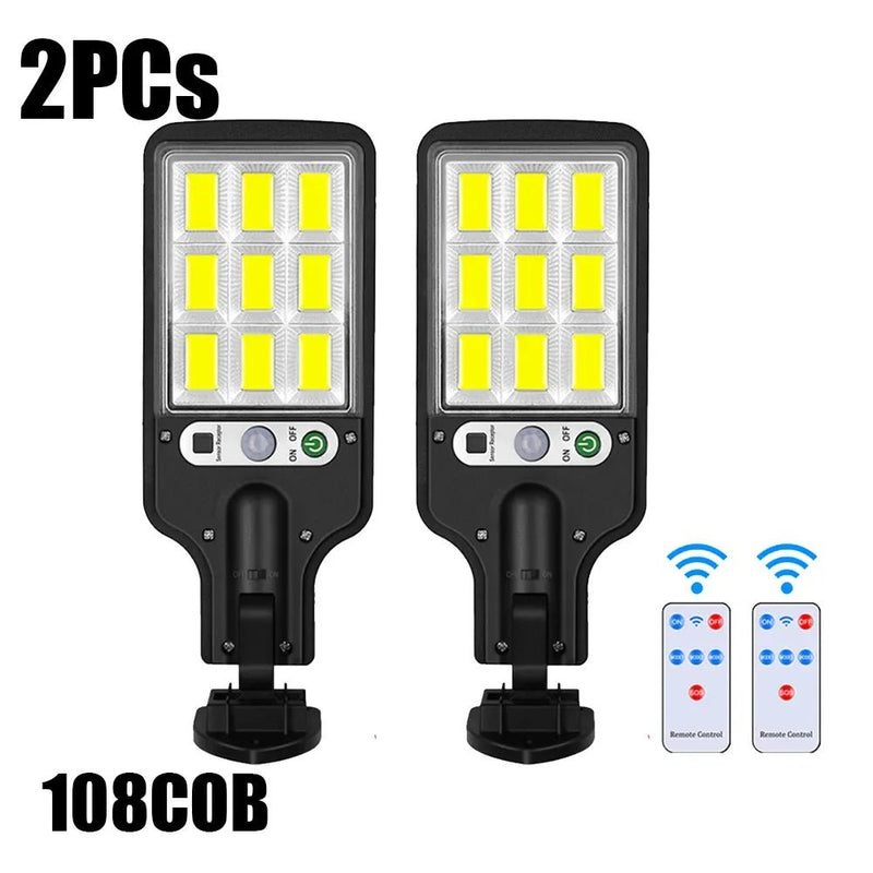 Illuminate your outdoor space with Danoz Direct - 108COB Solar Street Lights with a motion sensor and 3 modes - Bundel Offers - danozdirect