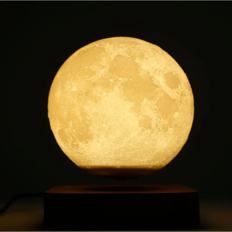 Illuminate your space with Danoz Levitating Moon Lamp, captivating night light that floats effortlessly above its base using magnetic levitation technology. - danozdirect