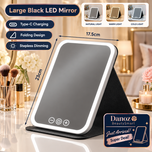 Black LED mirror dimensions 23 by 17.5cm