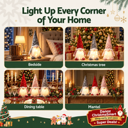 Four-panel Christmas gnome display collage