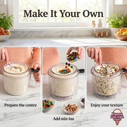 Preparing and adding mix-ins to a removed IceCream Smart dessert tub