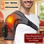 Heat and vibration massager with dark red MassageSmart badge