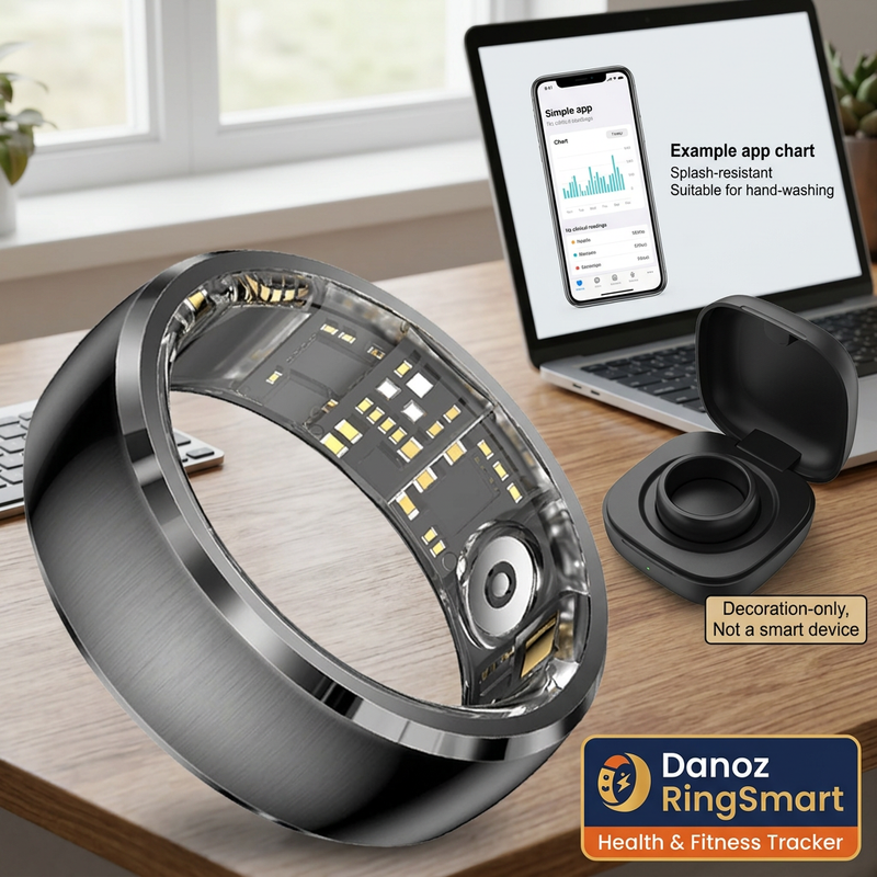 💍 Danoz RingSmart | Ola Esporte SY15 Smart Ring | Activity & Sleep Trends | Bluetooth App Connection | Magnetic Cable or Charging Case | Free Postage!