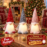 Three light-up Christmas gnomes with Free Postage bottom left