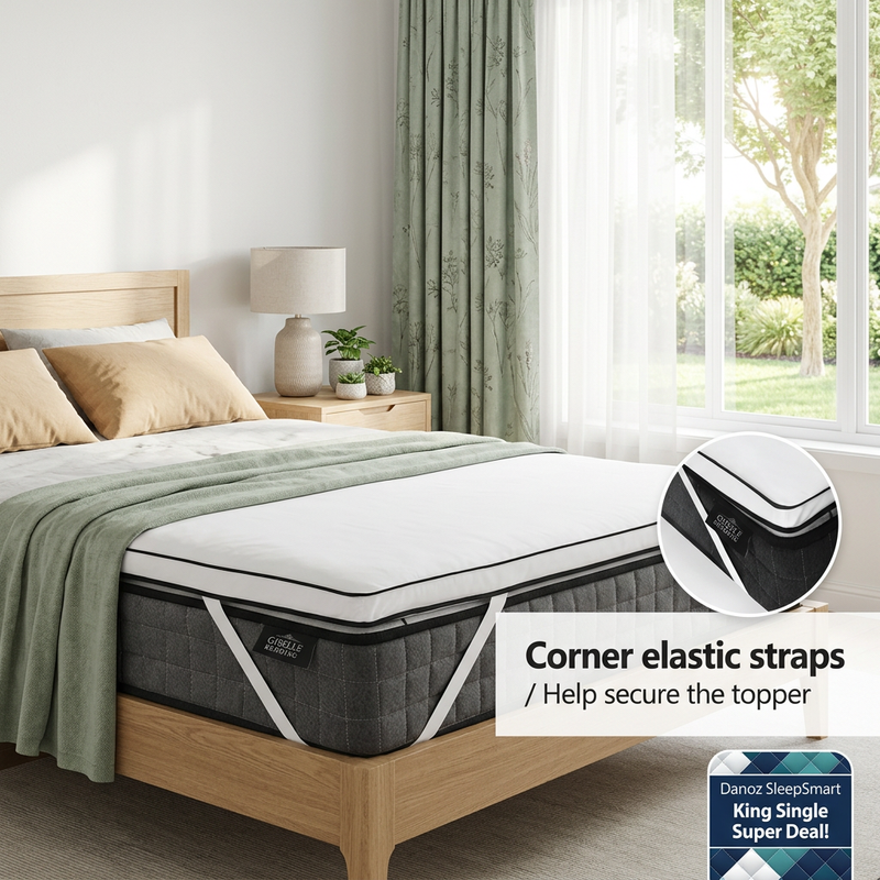 🛌 Danoz SleepSmart | Giselle Bedding King Single Mattress Topper | 500GSM Microfibre | 5cm Pillow Top Comfort | Free Postage!
