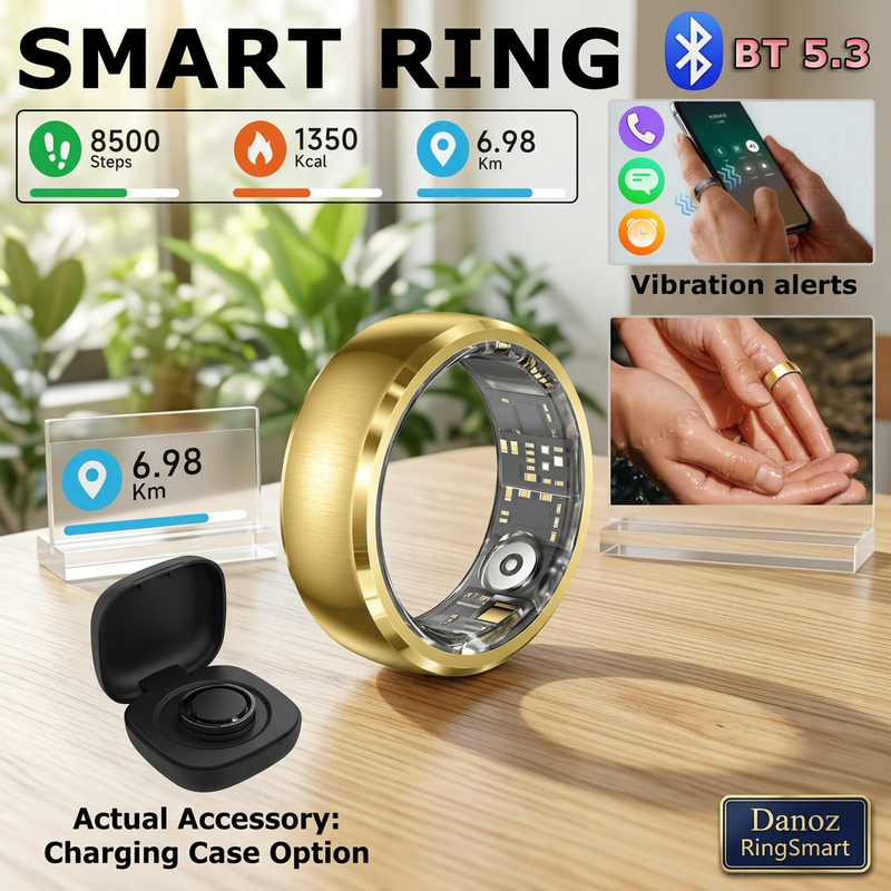 💍 Danoz RingSmart | Ola Esporte SY15 Smart Ring | Activity & Sleep Trends | Bluetooth App Connection | Magnetic Cable or Charging Case | Free Postage!